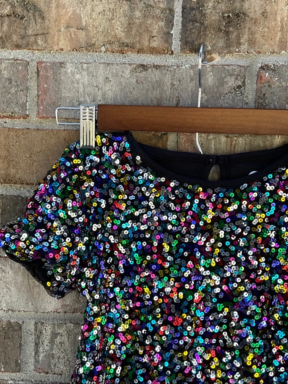 Take 50% OFF-Garanimals Black Sequin Short Sleeve Top Multicolor Sparkle, Size-7